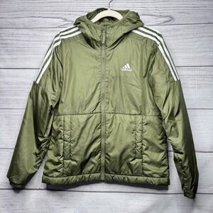 Adidas Primegreen Hooded Jacket Olive Green Womens Size S Lightweight Activewear
